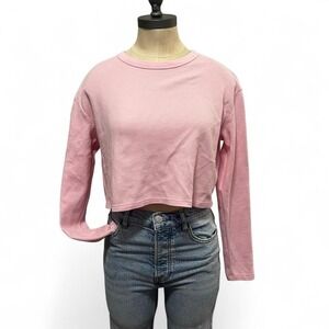 Pink Sunday Best cropped long sleeve top